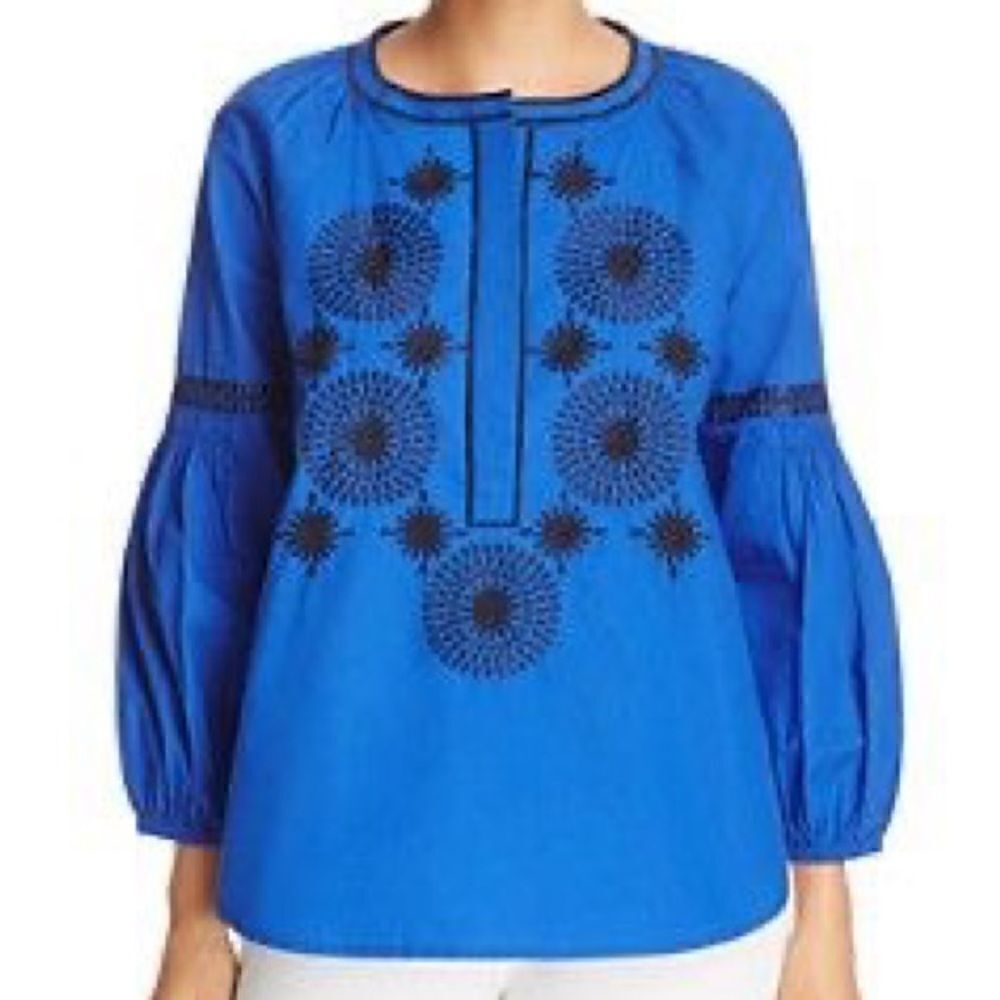 Tory Burch Top Aubrey Tunic Blue Dahlia Size 4